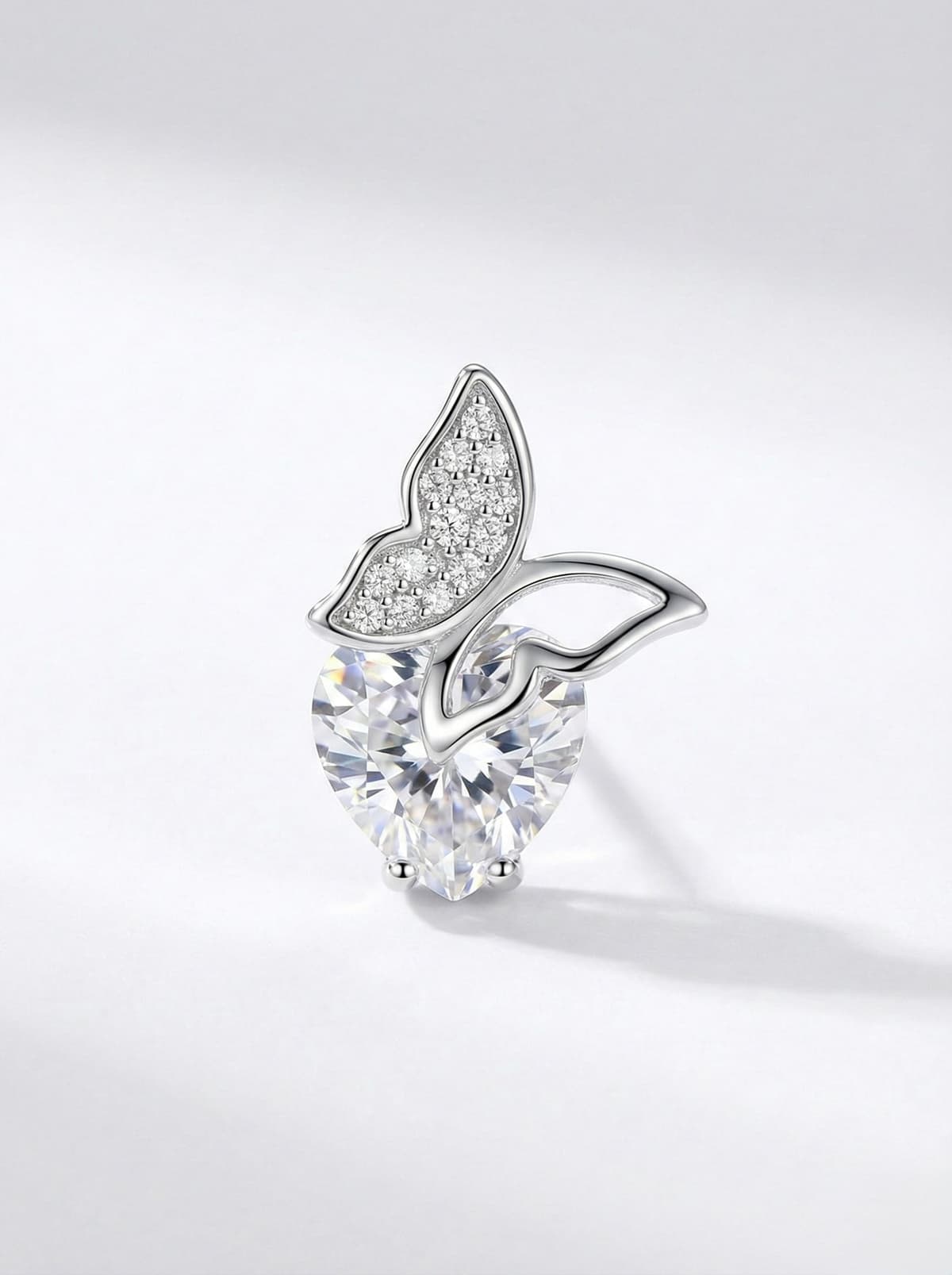 Crystal Butterfly Heart Pendant - alternate view