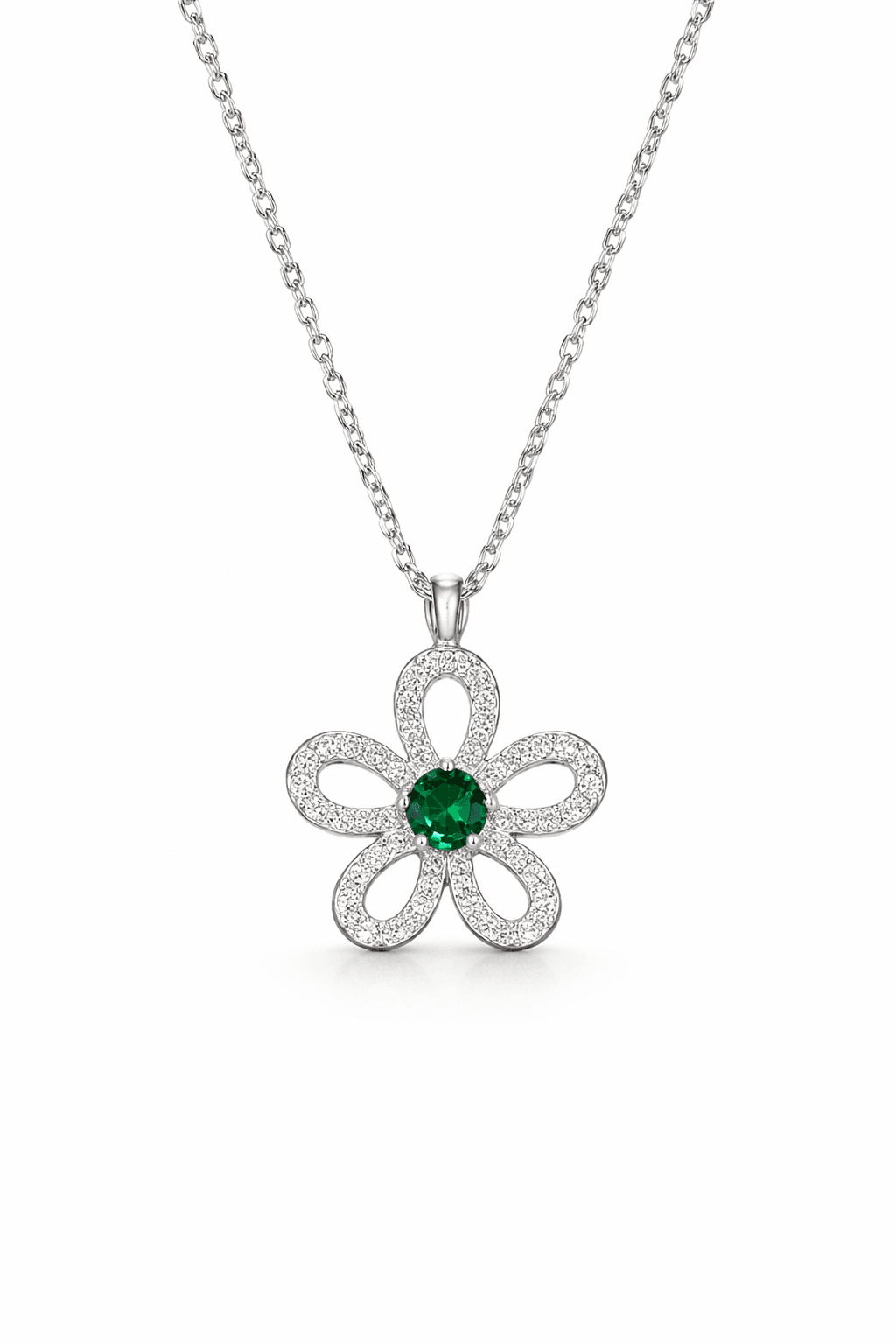 Emerald Bloom Floral Pendant Necklace - alternate view