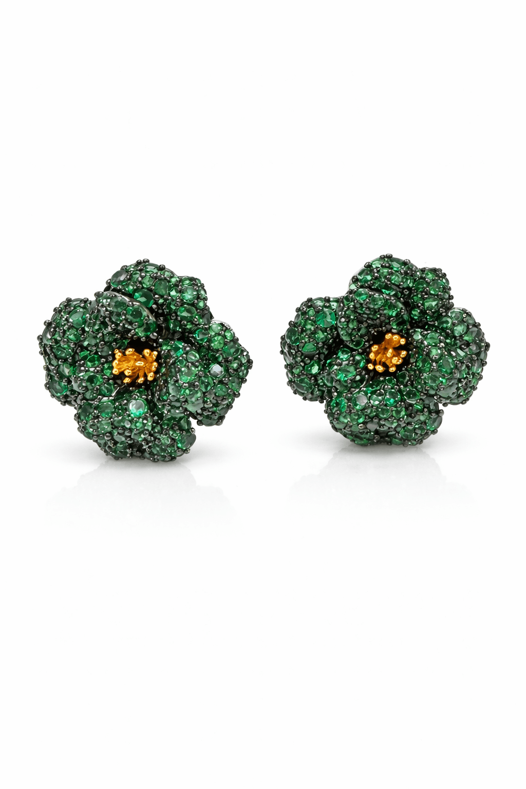 Emerald Blossom Statement Stud Earrings - alternate view