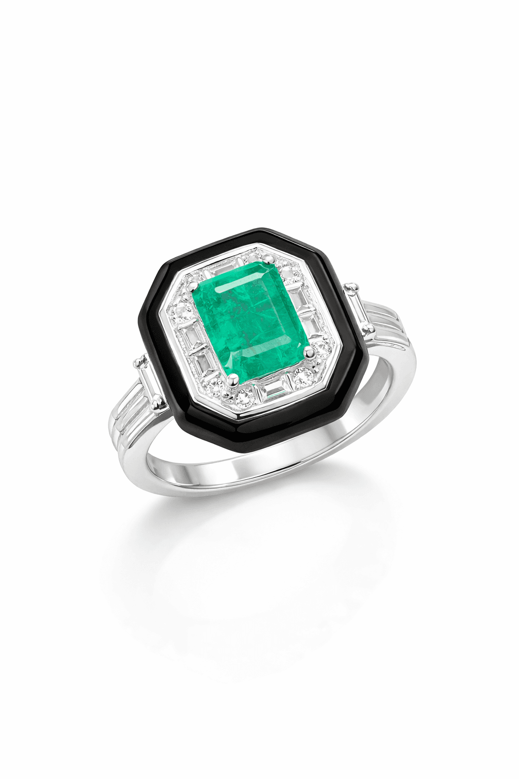 Emerald Noir Statement Ring - alternate view