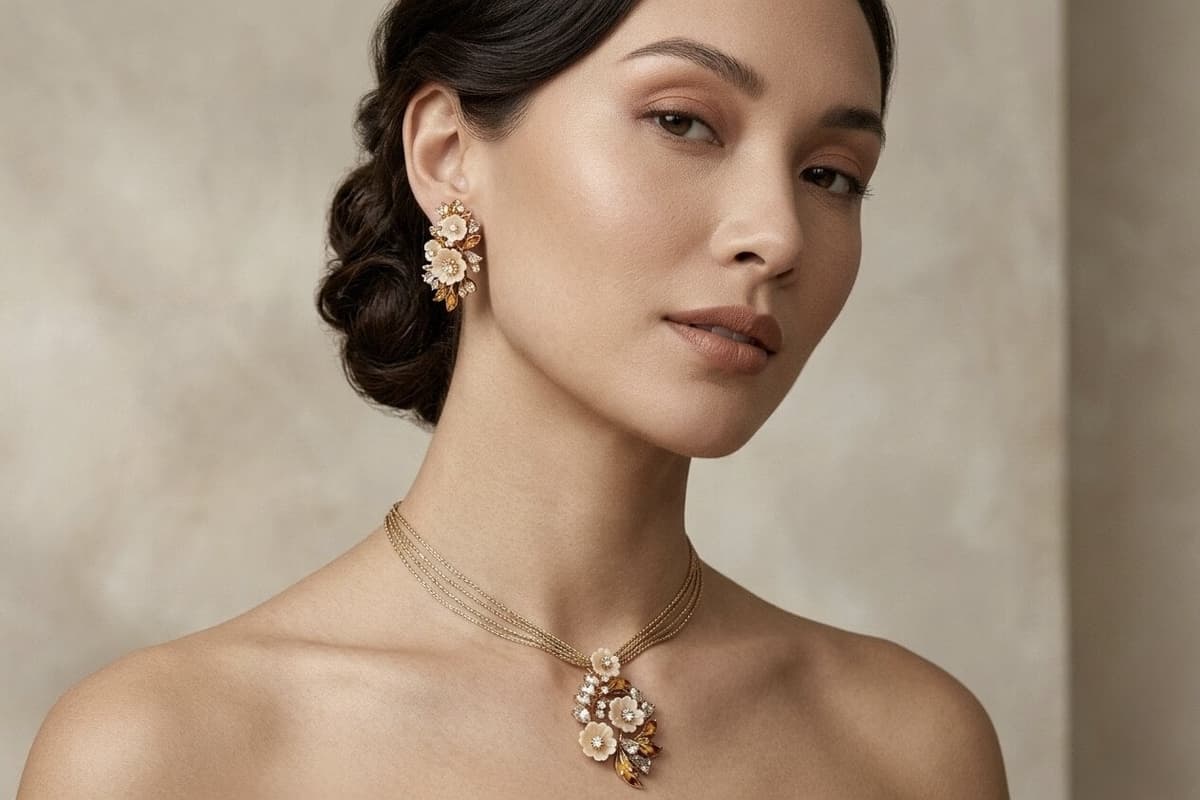 Silvpop Ivory Garden Blossom Pendant Set - alternate view