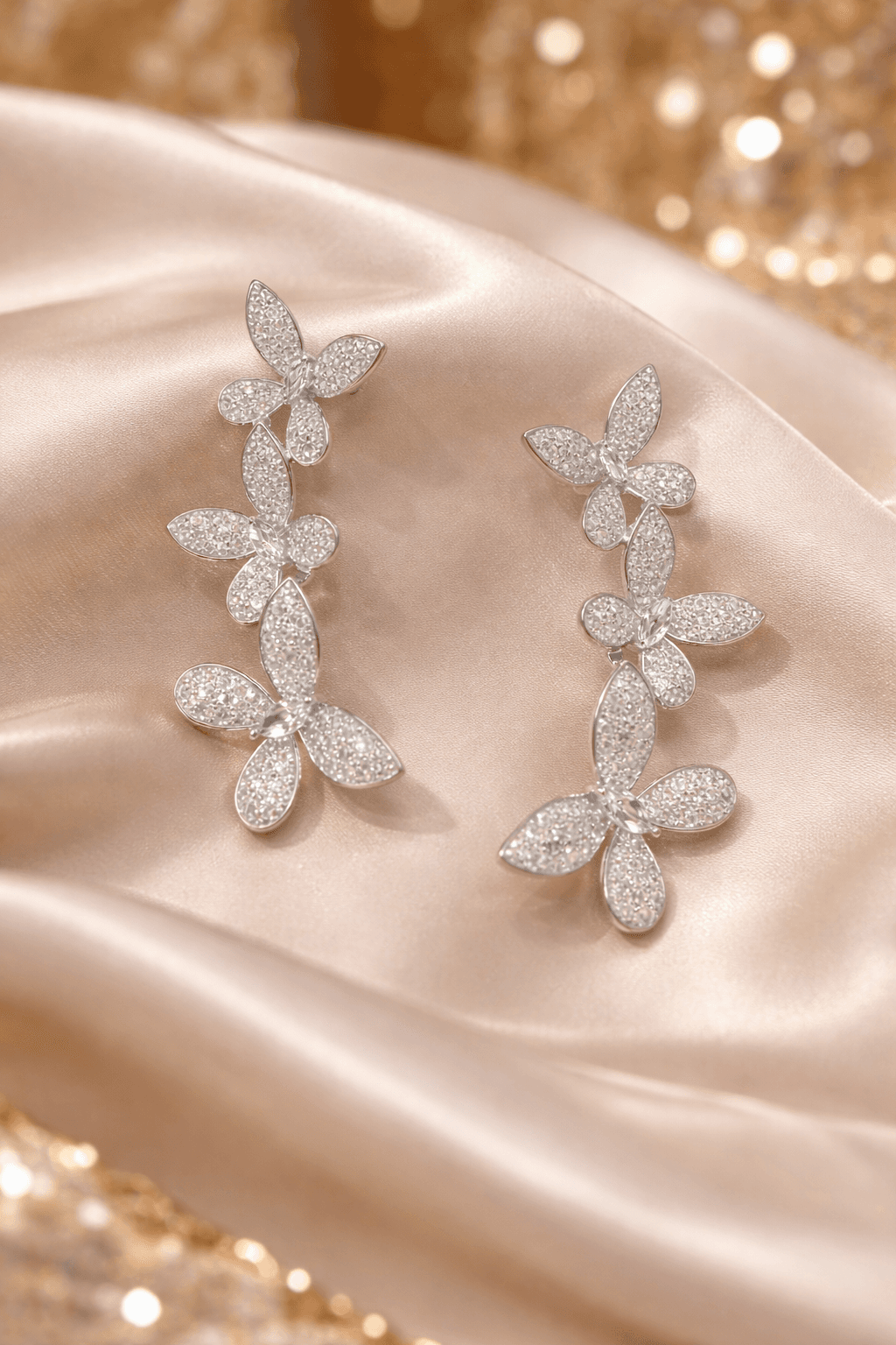 Silvpop Crystal Bloom Vine Earrings