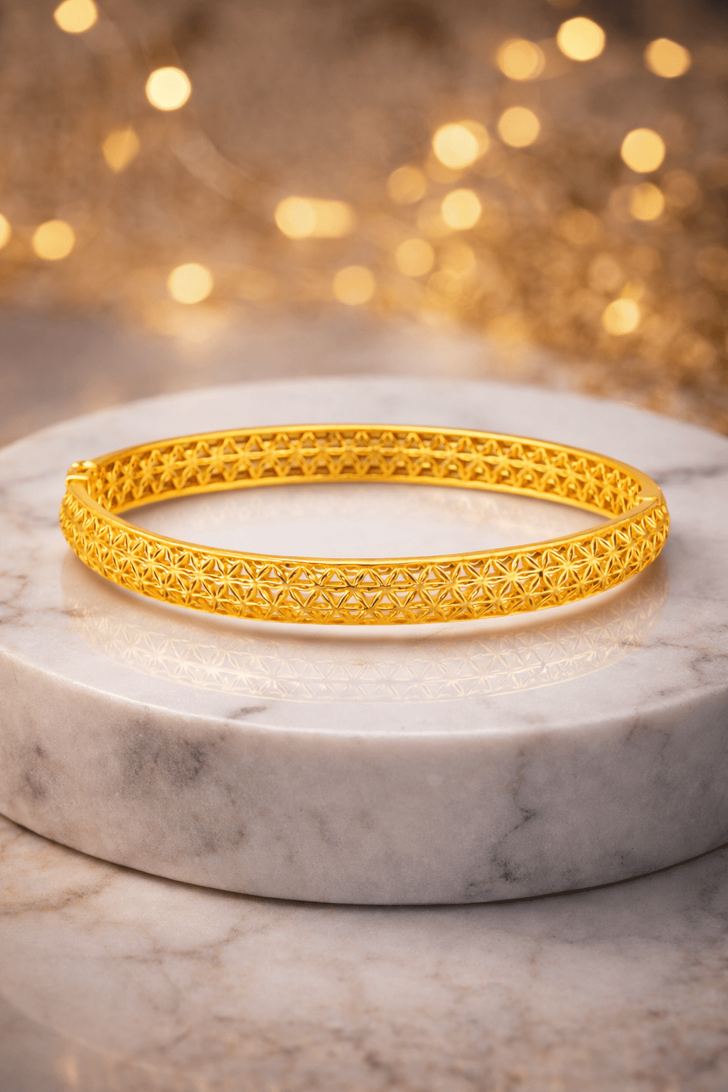 Silvpop Golden Lattice Pattern Bangle