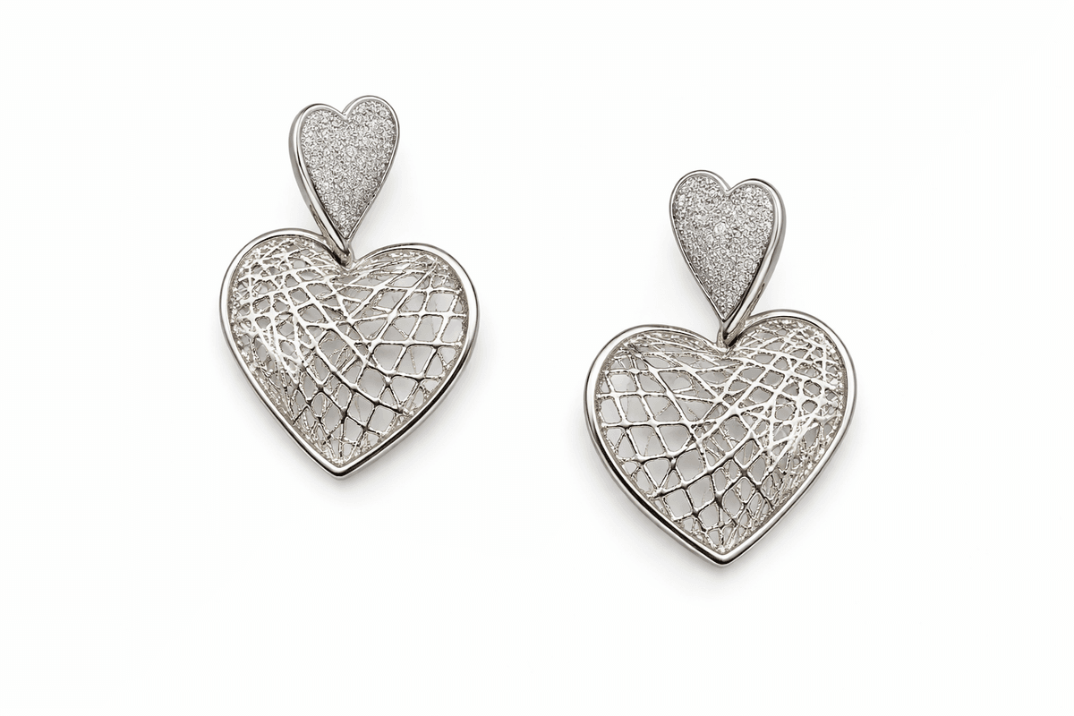 Silvpop Interwoven Heart Drop Earrings - alternate view