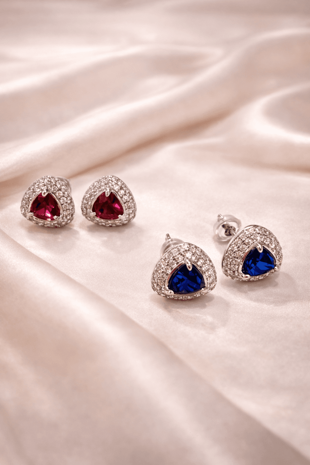 Trillion Halo Stud Earrings