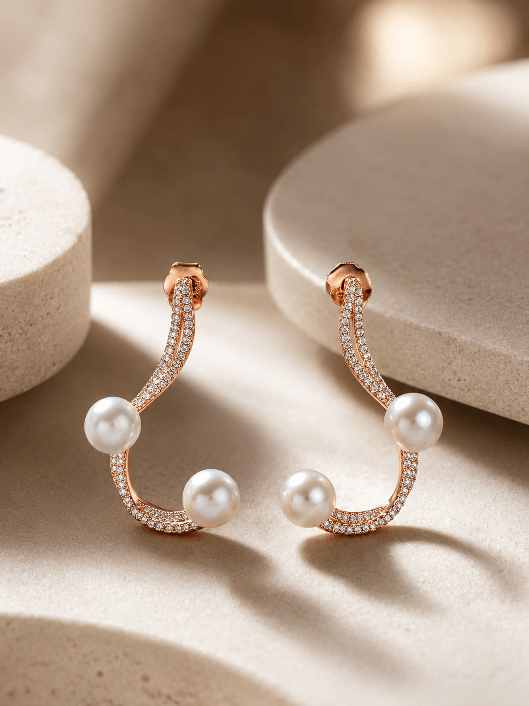 Pearl Arc Earrings - alternate view