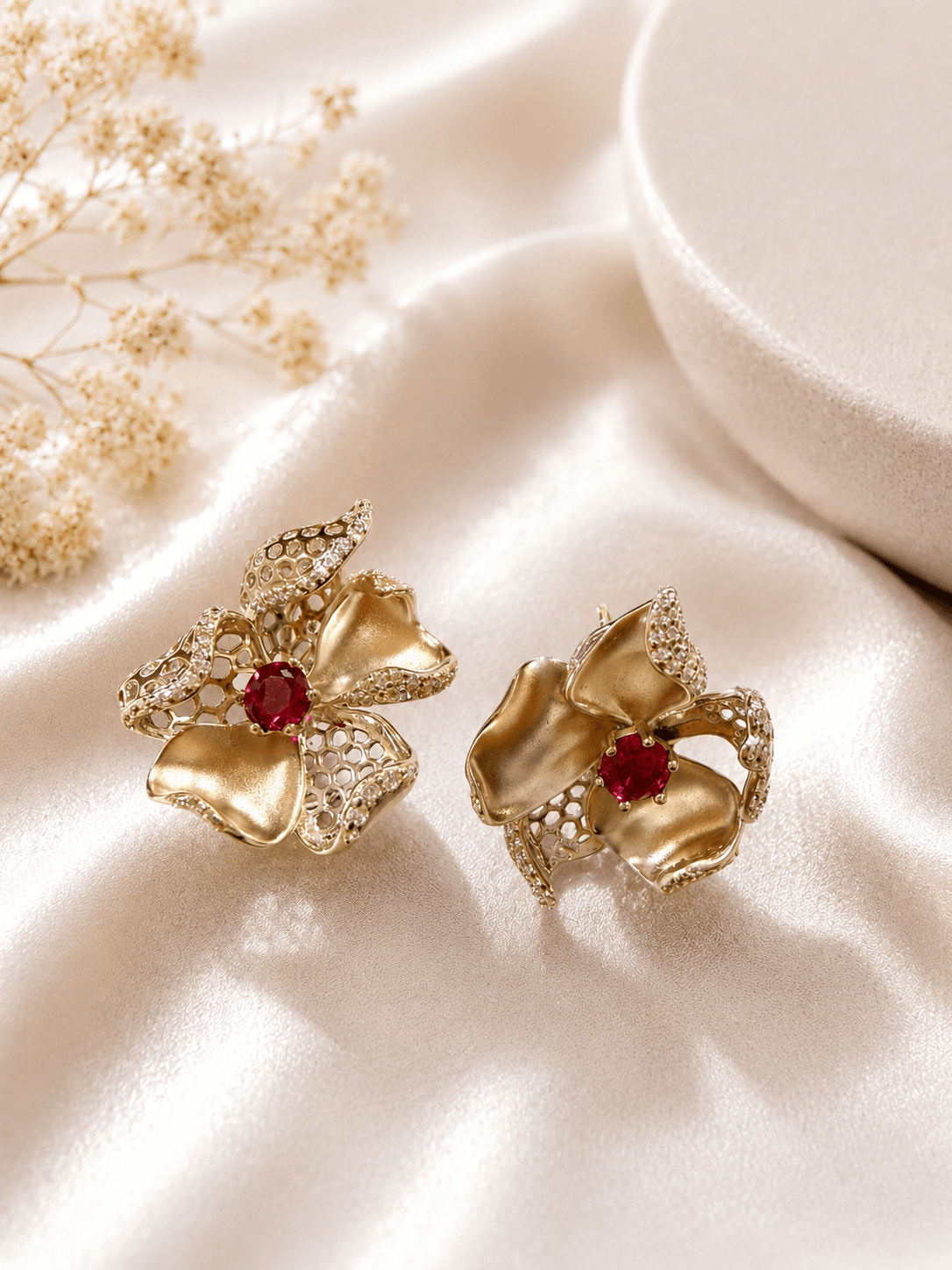 Ruby Bloom Earrings - alternate view