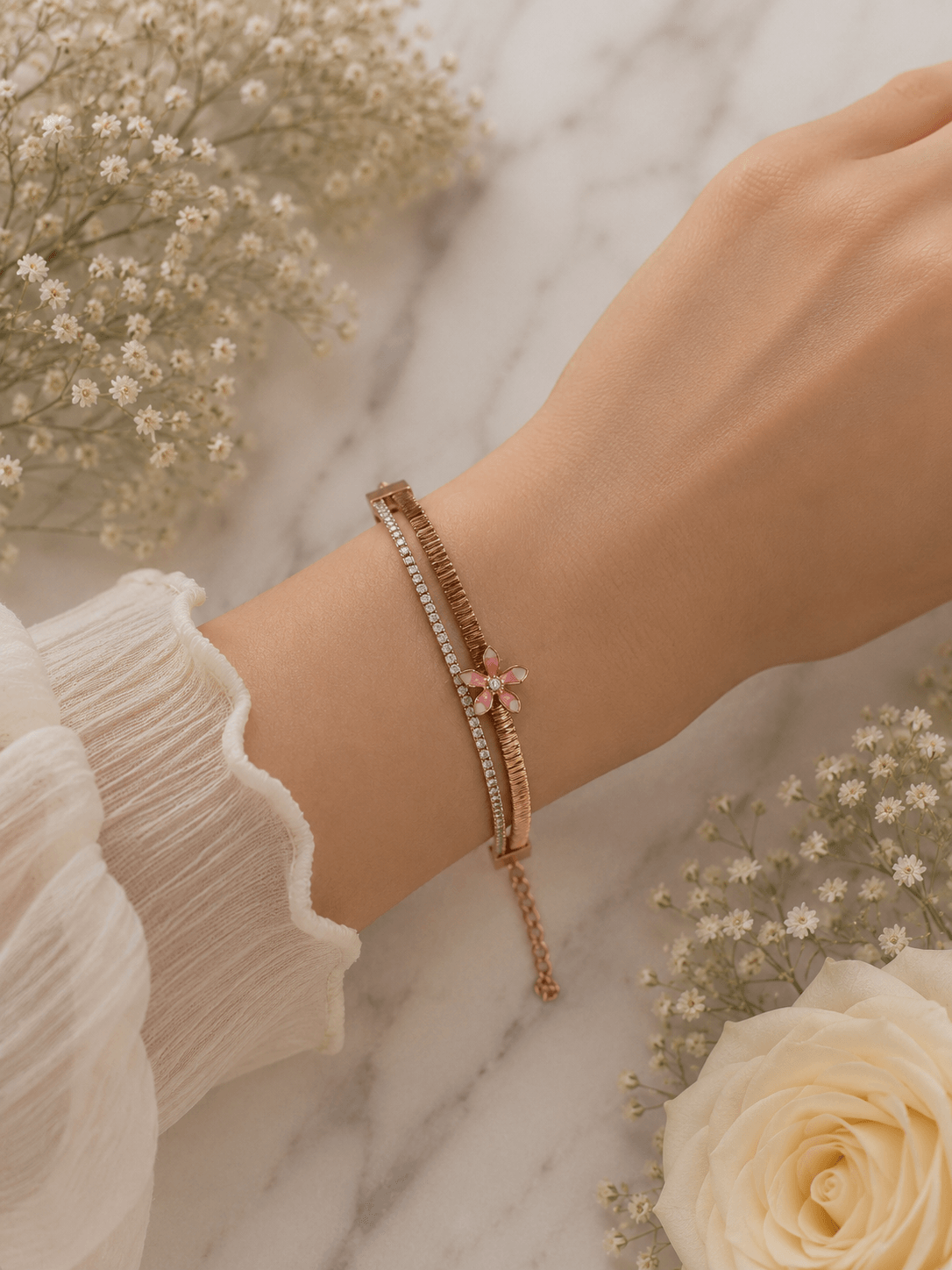Sakura Bloom Bracelet (Rose Gold) - alternate view