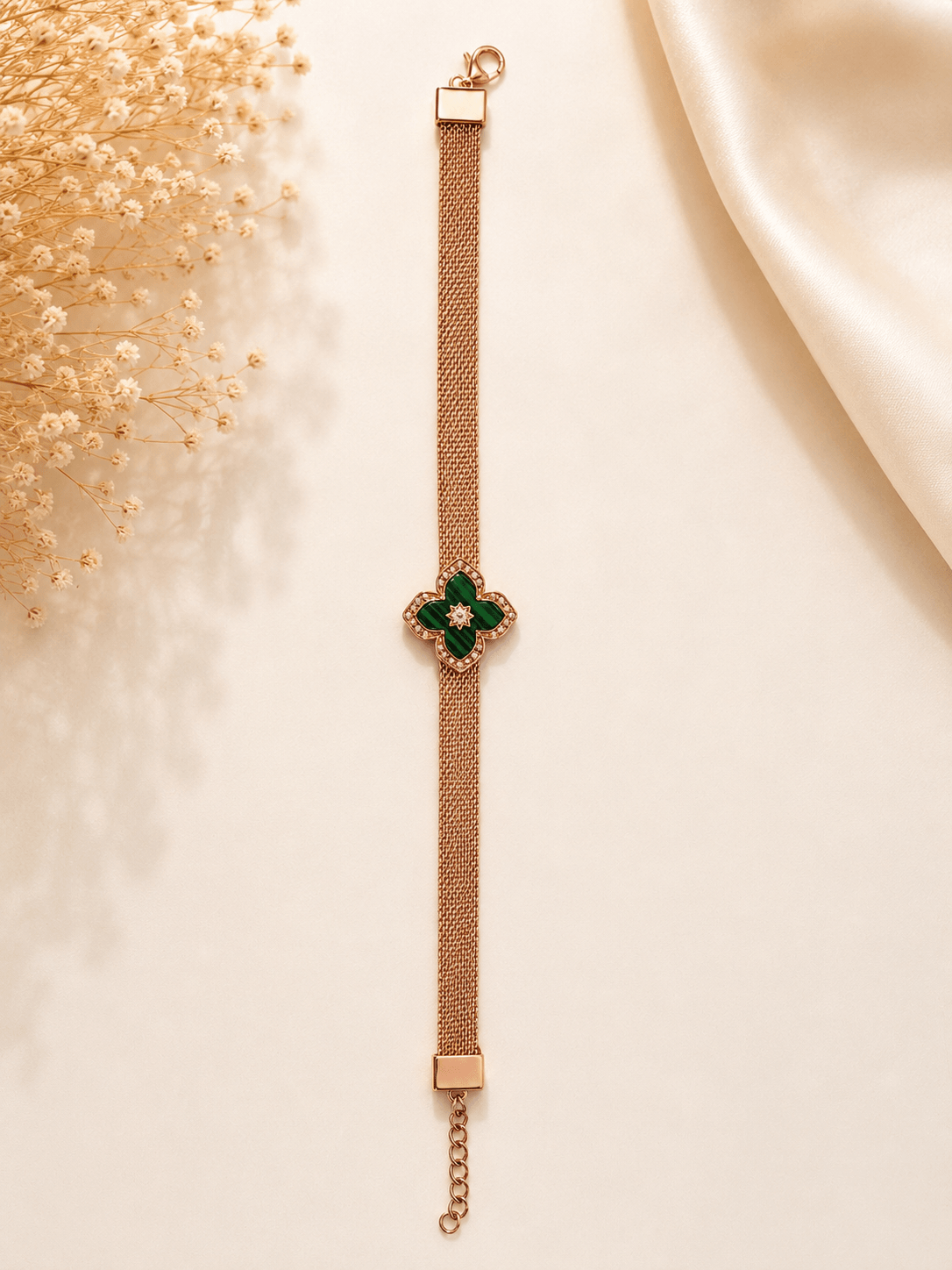 Emerald Clover Bracelet - alternate view