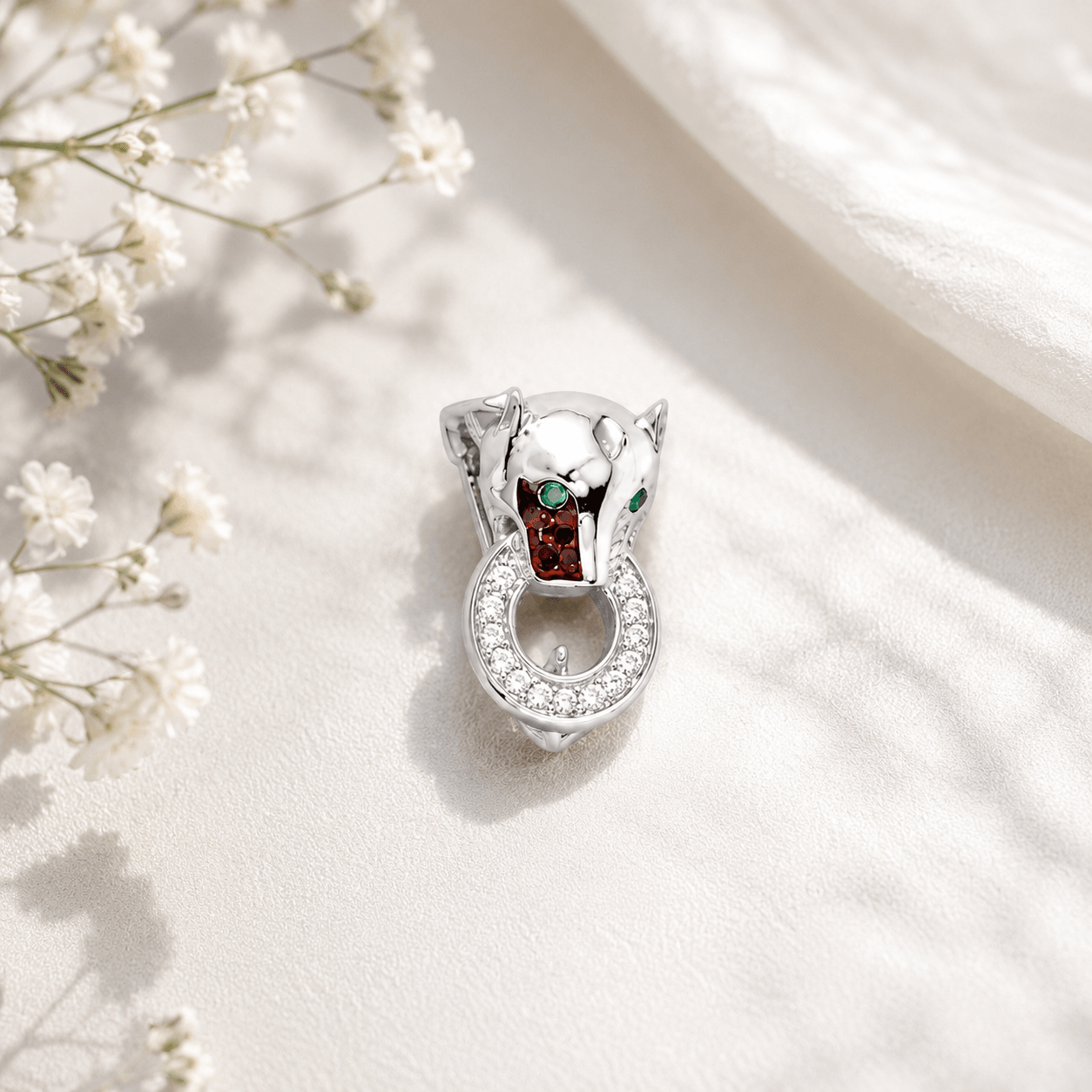 Emerald Panther Brooch
