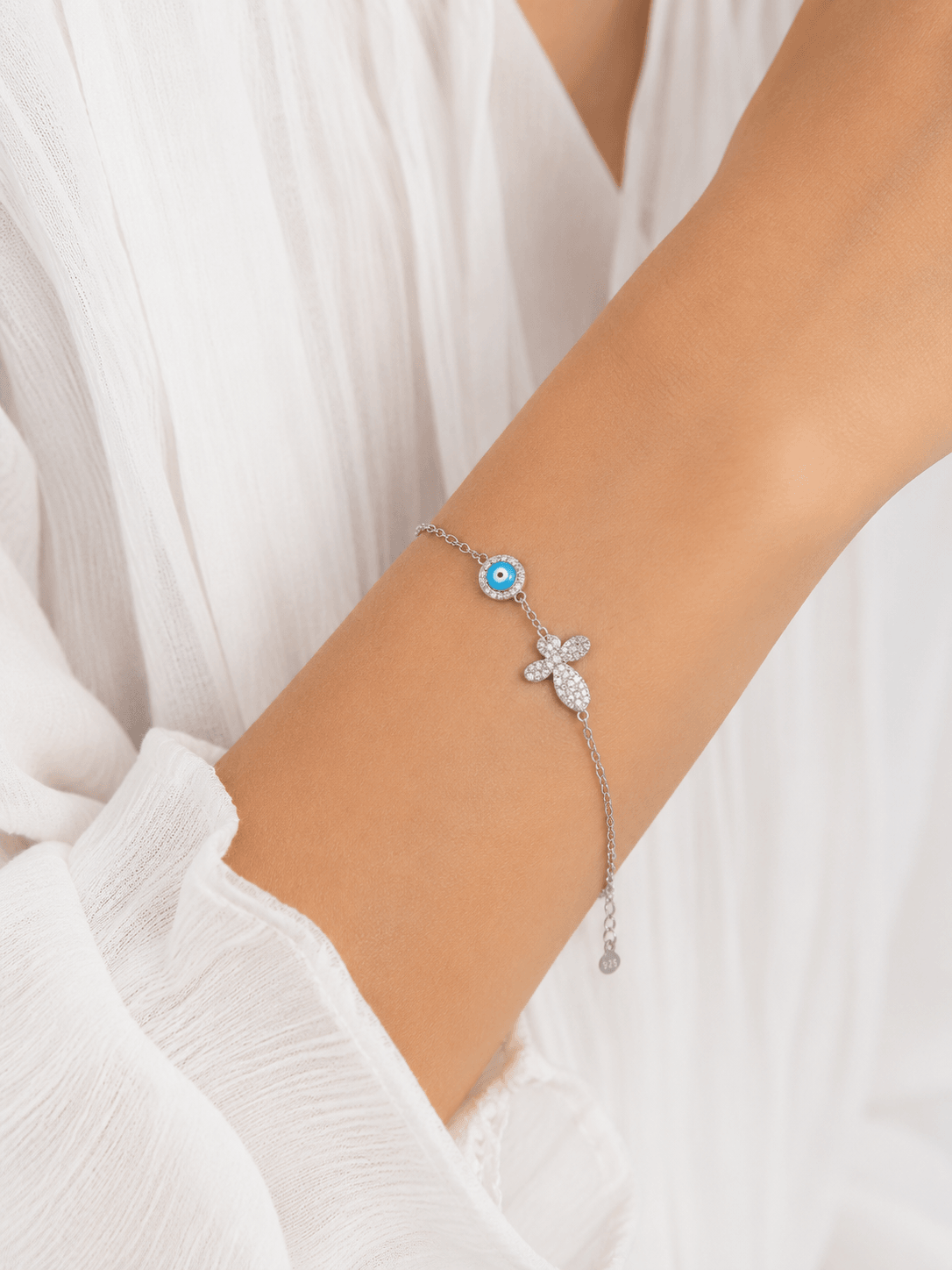 Butterfly Evil Eye Protection Bracelet - alternate view