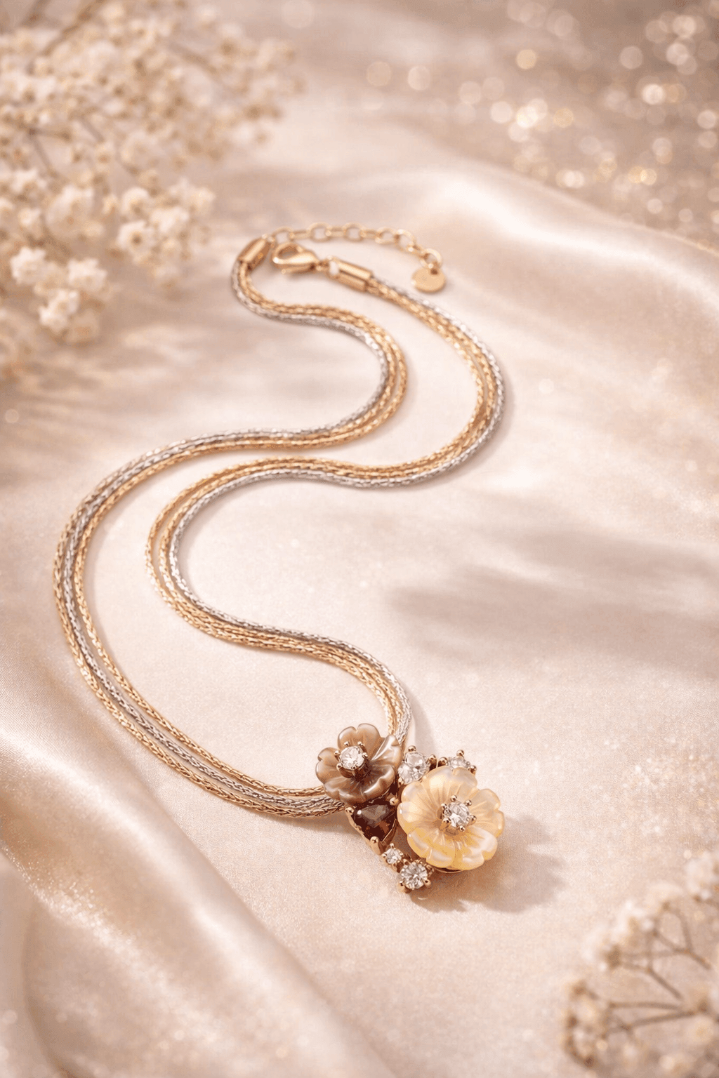 Silvpop Golden Meadow Blossom Pendant Set