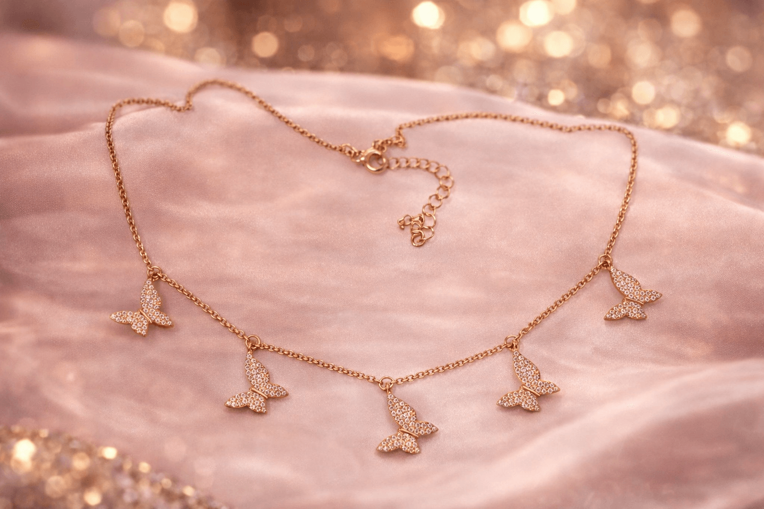 Silvpop Butterfly Charm Crystal Necklace