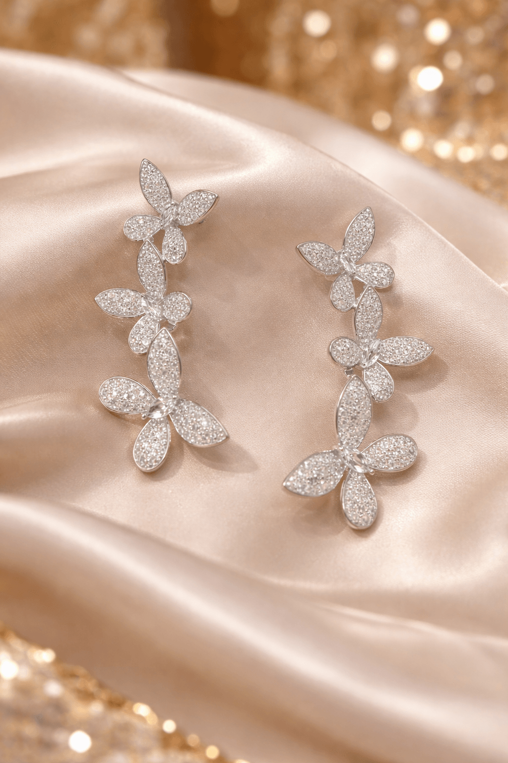 Silvpop Crystal Bloom Vine Earrings