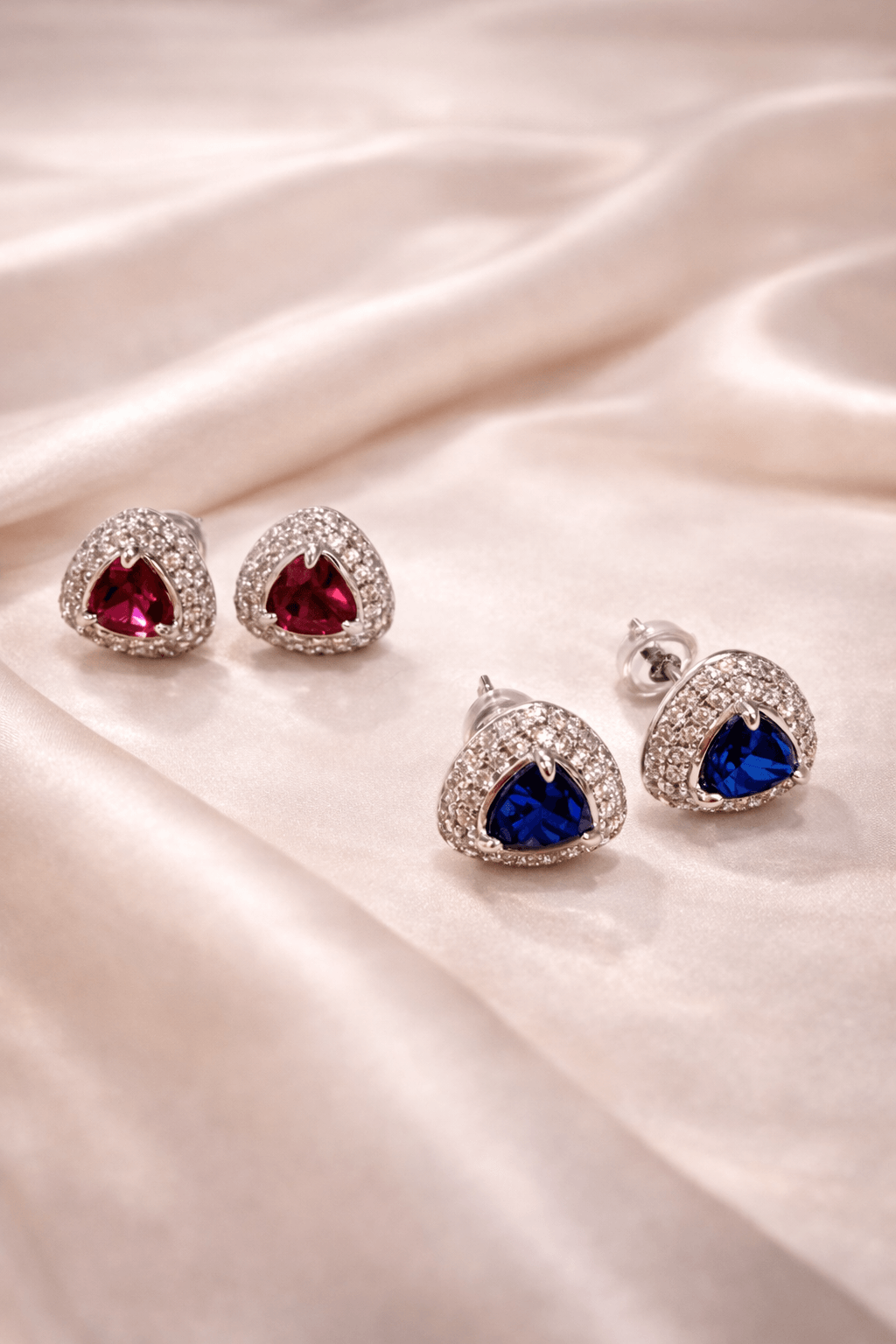 Trillion Halo Stud Earrings